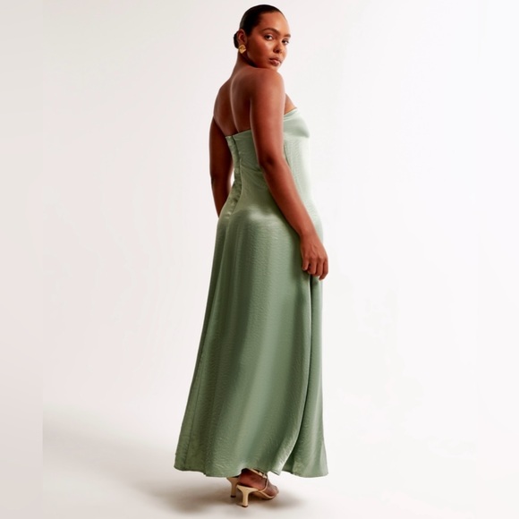 NWT Abercrombie and Fitch Strapless Trapeze Maxi Dress in Lush Green Size Small - Picture 4 of 15